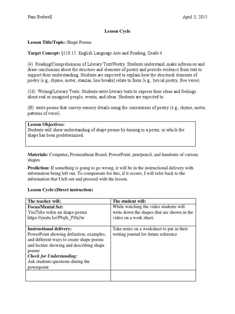 worksheet Sensory Details Worksheet micro teach lesson plan poetry cognition