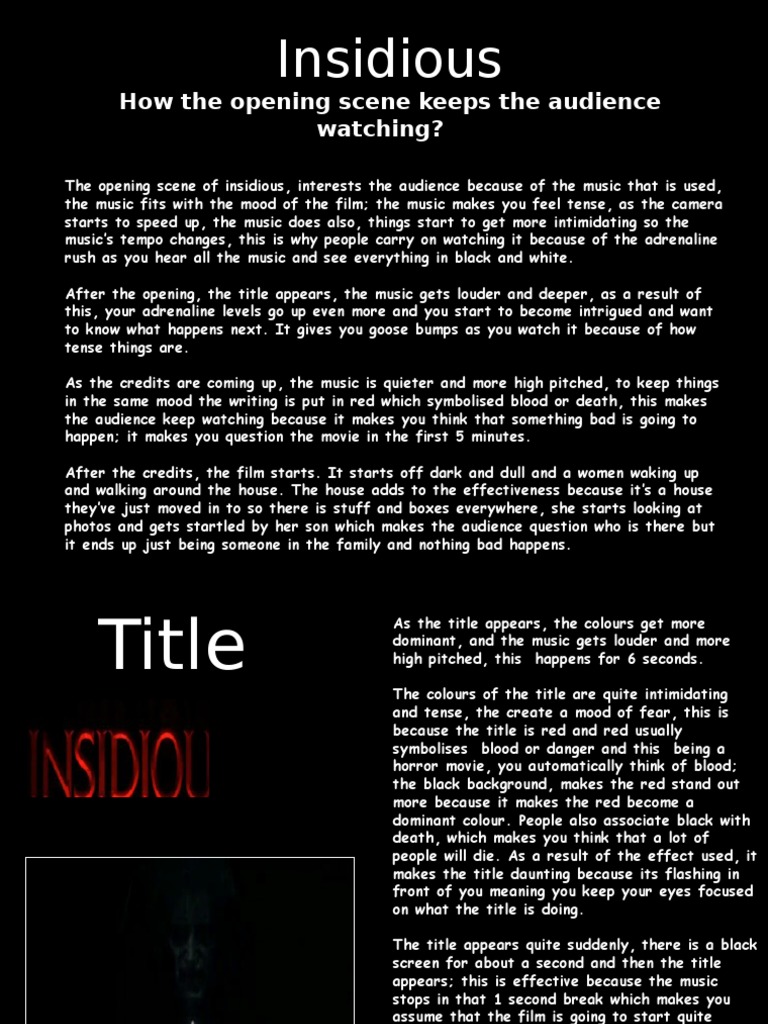 Insidious Film Analysis, First 5 Minutes of Film | PDF | Cinematography ...