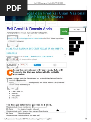 Soal Uas Bahasa Inggris Kelas Ix 9 Smp Ta 2014 2015 Orangutan Nature