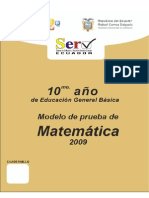 Prueba Mdelo Matematica 10mo Basica