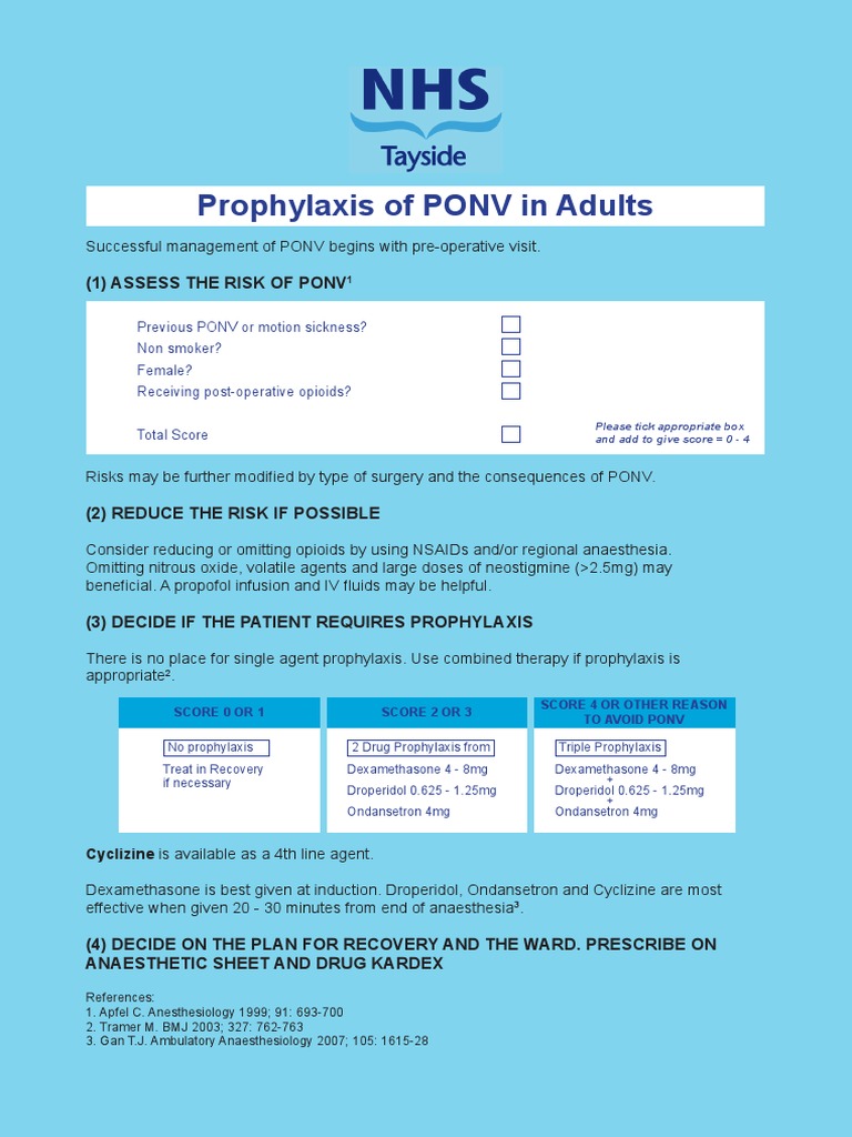 PONV Guidelines Update 110110 PDF Vomiting Drugs
