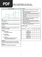 Planning of Experiment Rate of Reaction