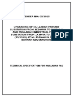TENDER NO: 05/2015: Technical Specification-For Mulladah Pss