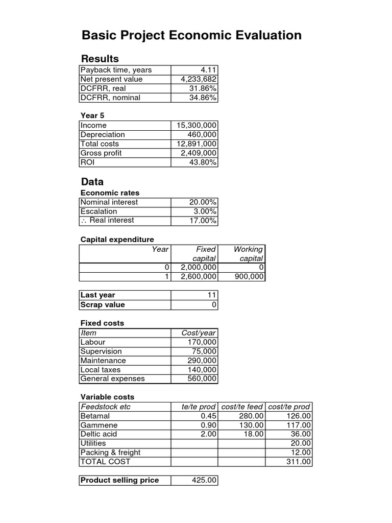 Basic Economic Evaluation | PDF | Business | Finance & Money Management