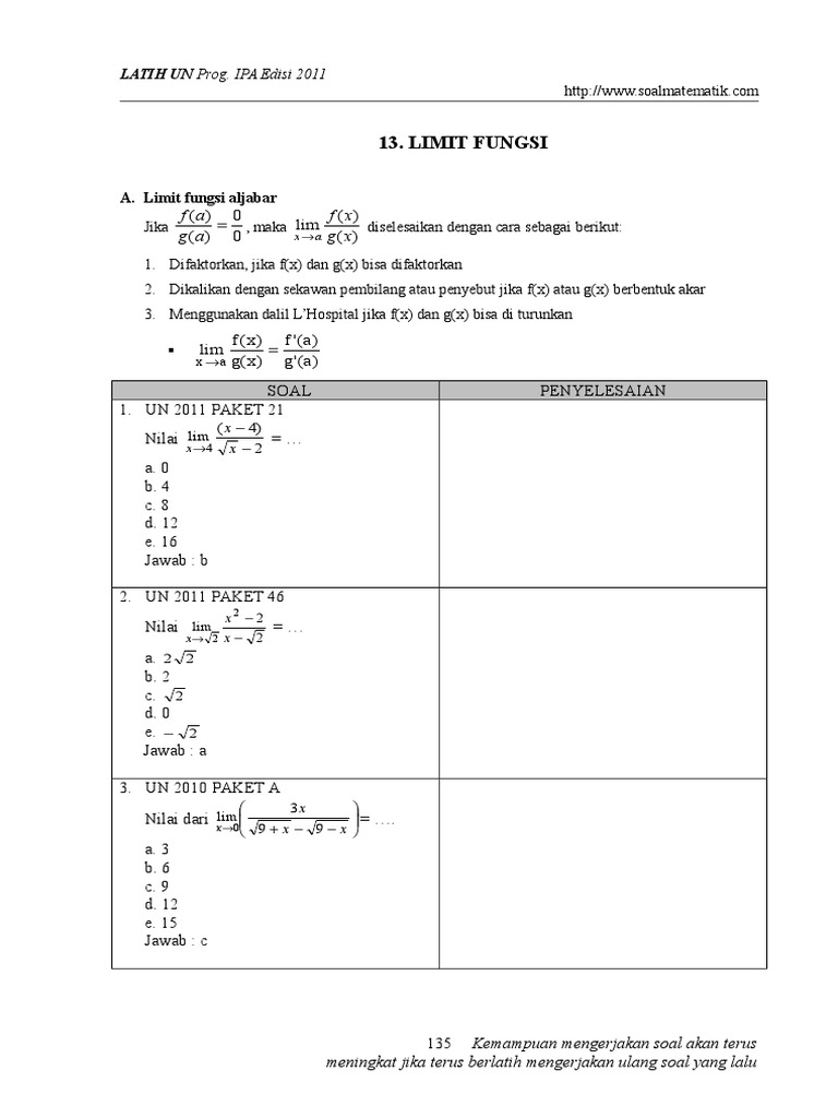 Bab 13 Limit Fungsi