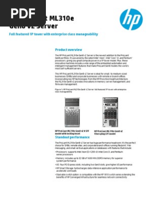 Hp Proliant Ml310e Gen8 V2 Server Hewlett Packard Solid State Drive