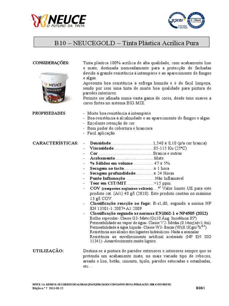 Tinta Neucegold | PDF | Tinta | Embalagem e rotulagem