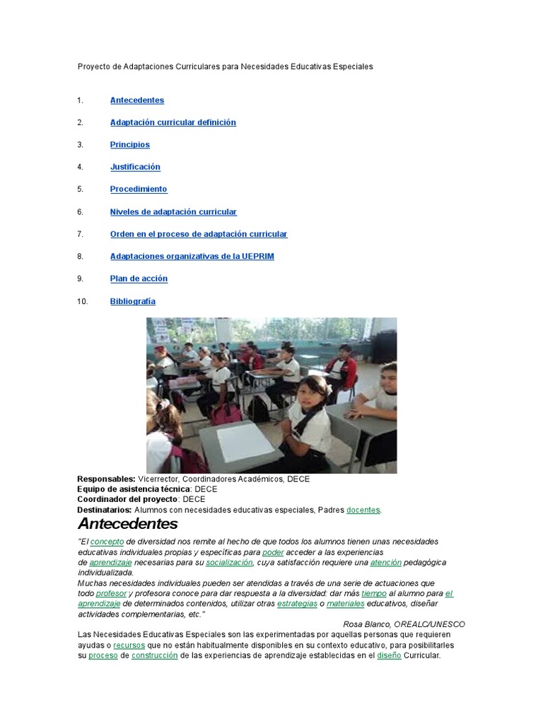 Adaptaciones Curriculares para NEE | PDF | Plan de estudios | Maestros