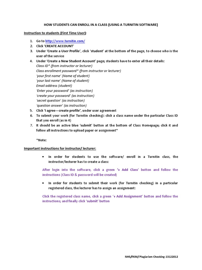 Enrolling in a Turnitin Class Guide | PDF | Career & Growth