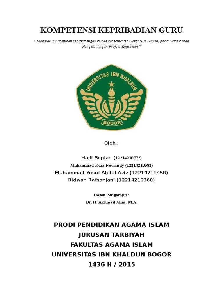 Kompetensi Kepribadian Guru