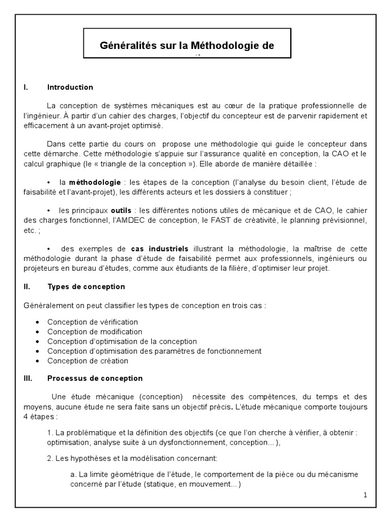 Méthodologie de conception mécanique | PDF | Conception assistée par ...