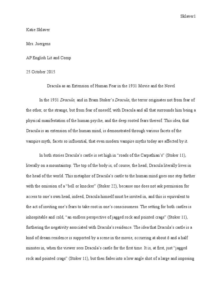 dracula literary analysis essay