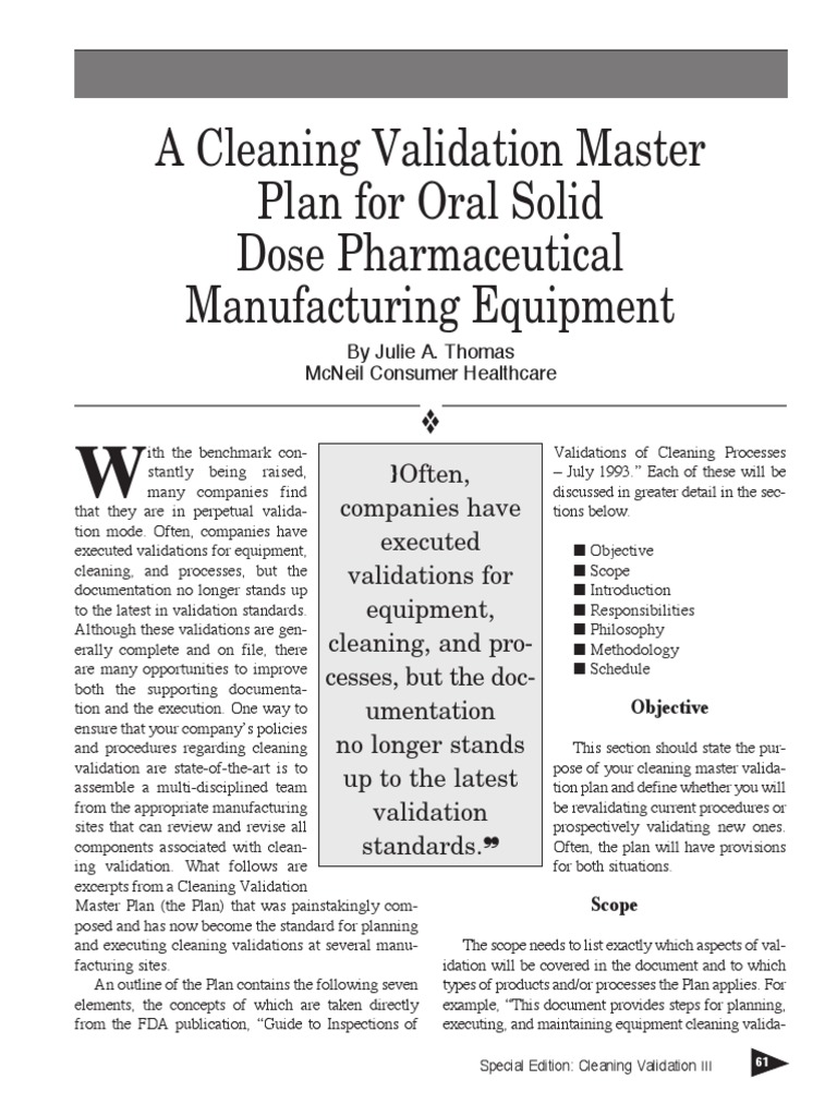 Cleaning Validation Master Plan Verification And Validation