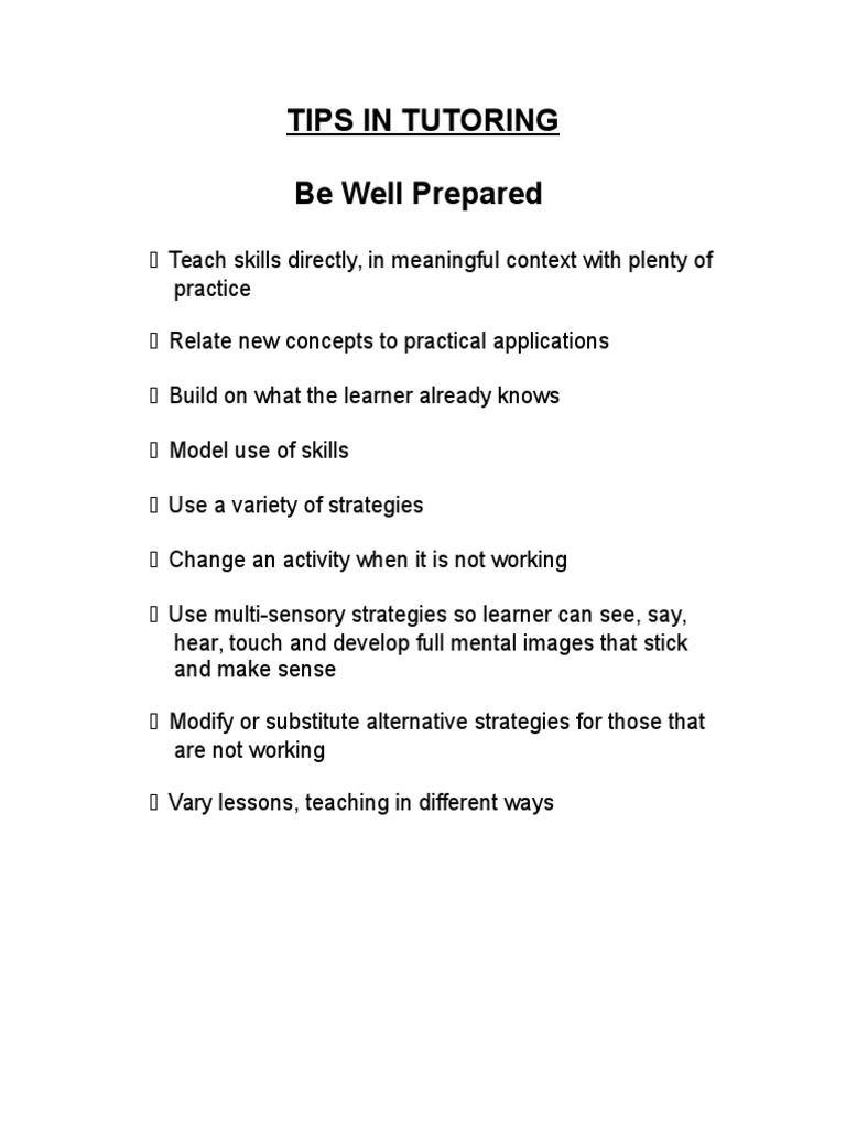 Effective Tutoring Strategies Guide | PDF | Tutor | Pedagogy