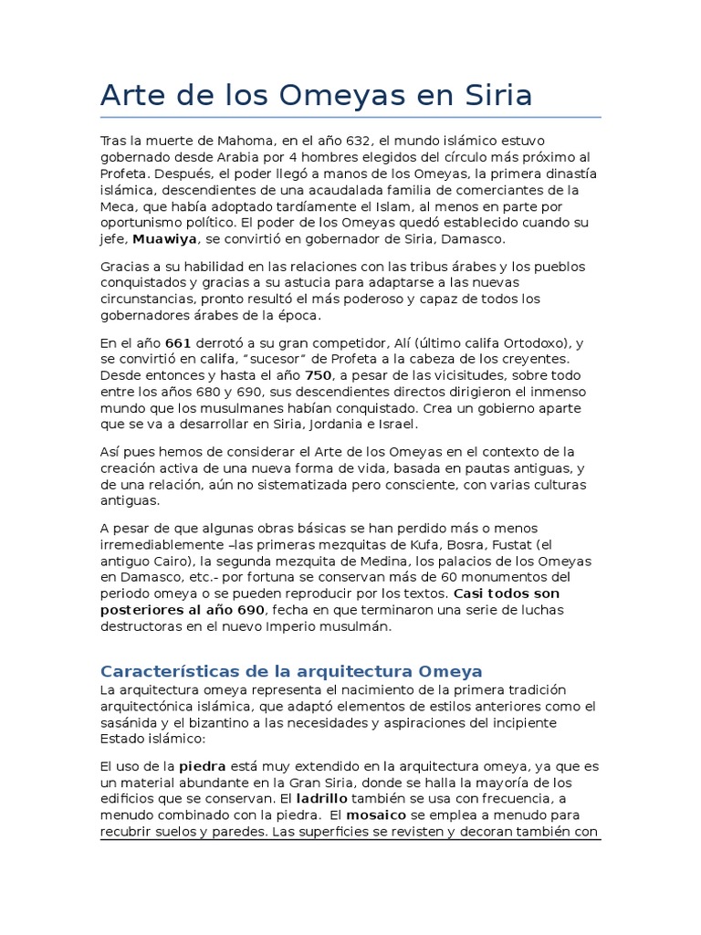 Tema 3 Arte de Los Omeyas en Proximo Oriente PDF Mezquita Hazme