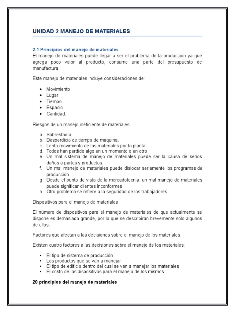 Unidad 2 Manejo de Materiales | PDF | Almacén | Amortización (Negocio)