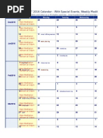 Ashram 2016 - Calendar-Holidays