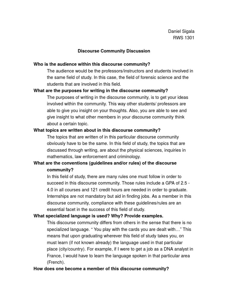 Discourse Community Disscussion and Activity Triangle | PDF | Discourse ...
