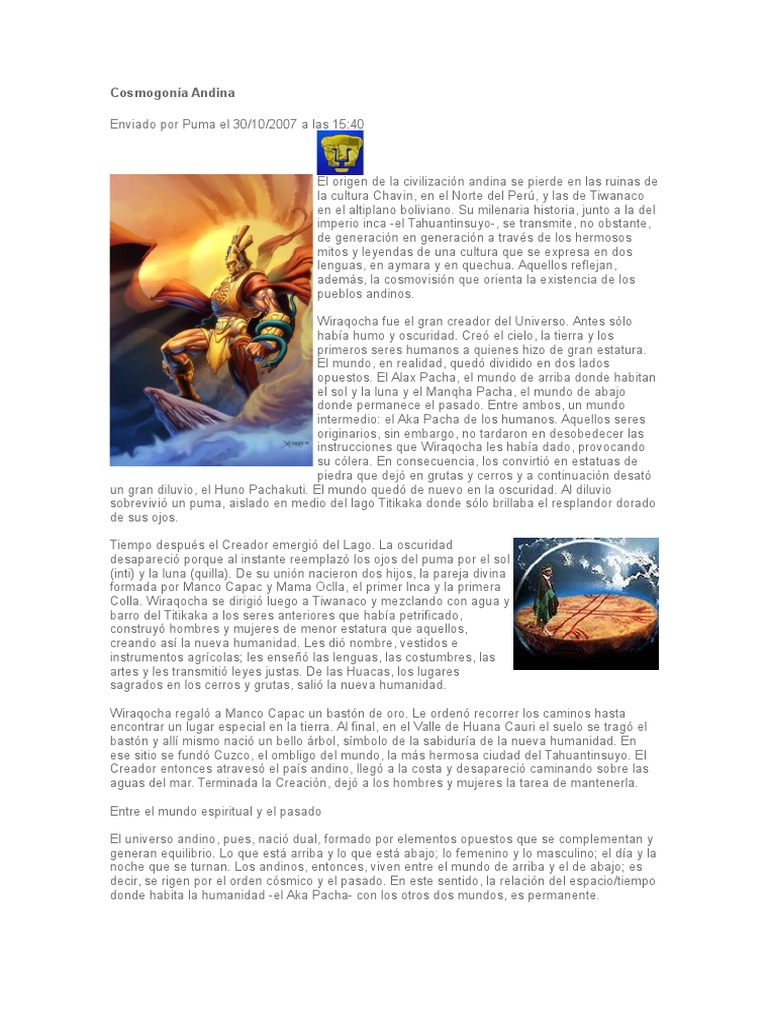 Cosmogonía Andina | PDF | Imperio Inca | Science