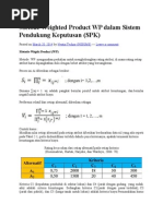 Download Metode Weighted Product WP Dalam Sistem Pendukung Keputusan by Shien SN291883465 doc pdf