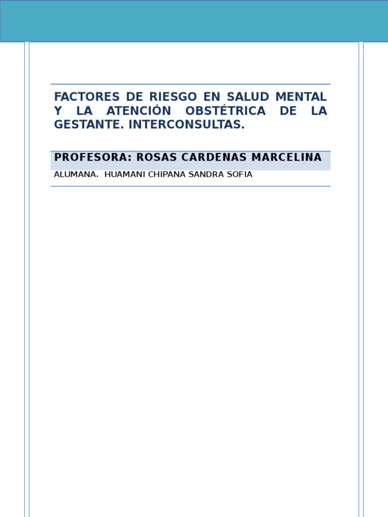 Riesgos de Salud Mental en Gestantes | PDF | El embarazo | Partería