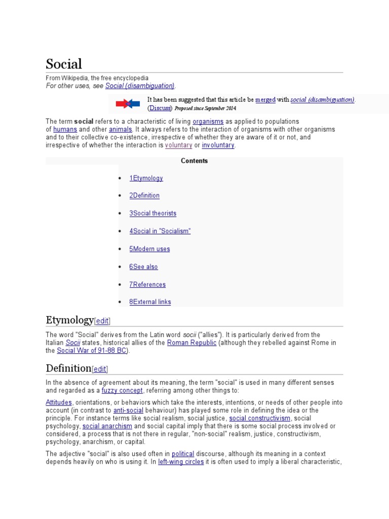 Social Etymology PDF Sociological Theories Behavioural Sciences