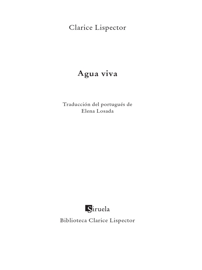Agua Viva Reflexiones de Lispector PDF Pinturas Amor