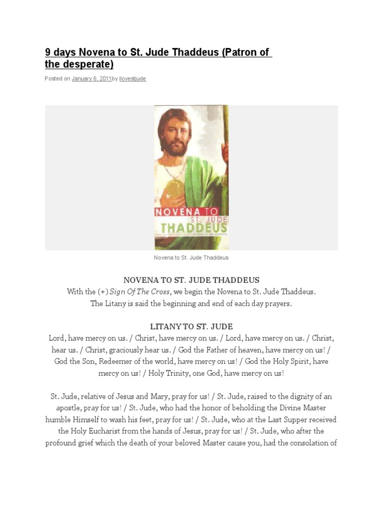 9 Days Novena To ST Jude Thaddeus PDF Jesus Religious Belief And