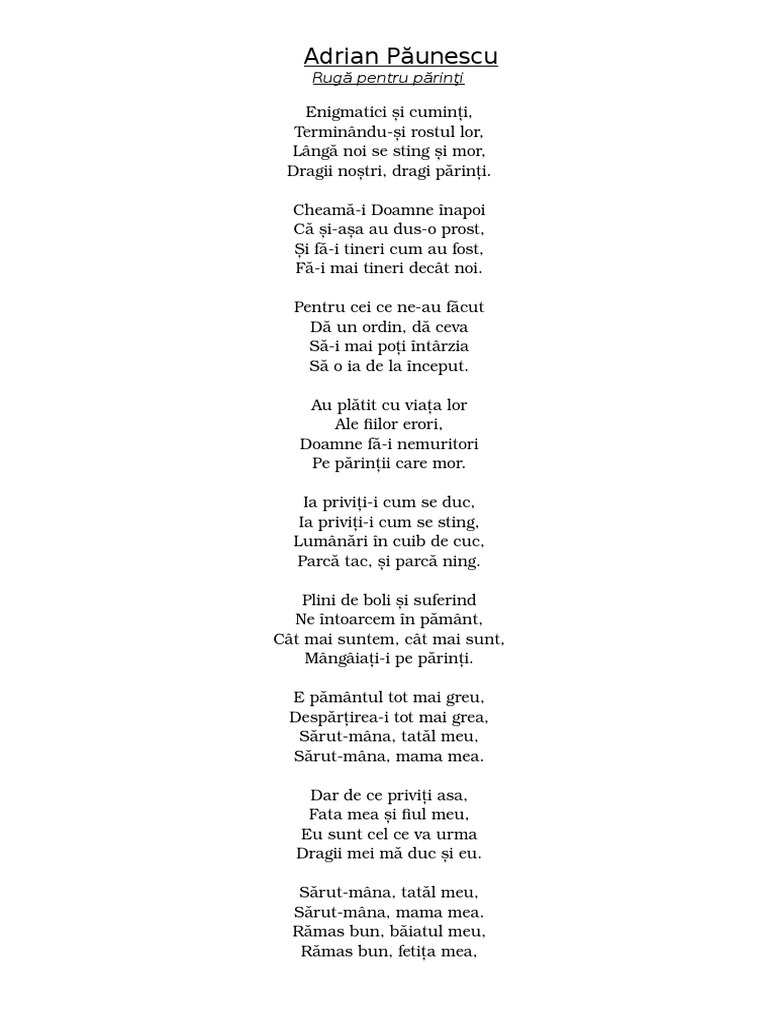 adrian paunescu dragi parinti