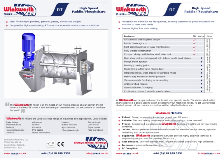 RT4200 High-Speed Industrial Mixers | PDF | Home & Garden