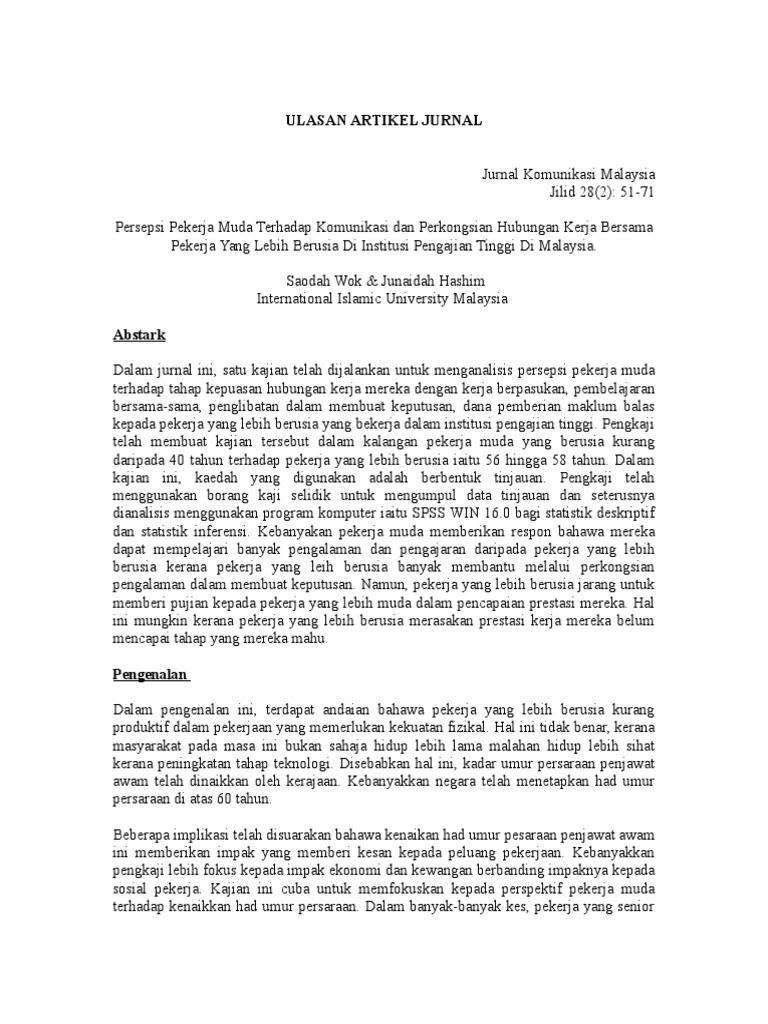Ulasan Artikel Jurnal