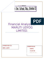 Financial Analysis of Maruti Udyog Limited.: Submitted To: Mrs. Aarti