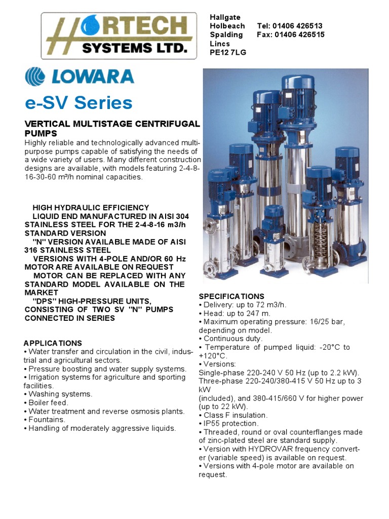 Lowara SV Series Pumps Pump Energy Technology