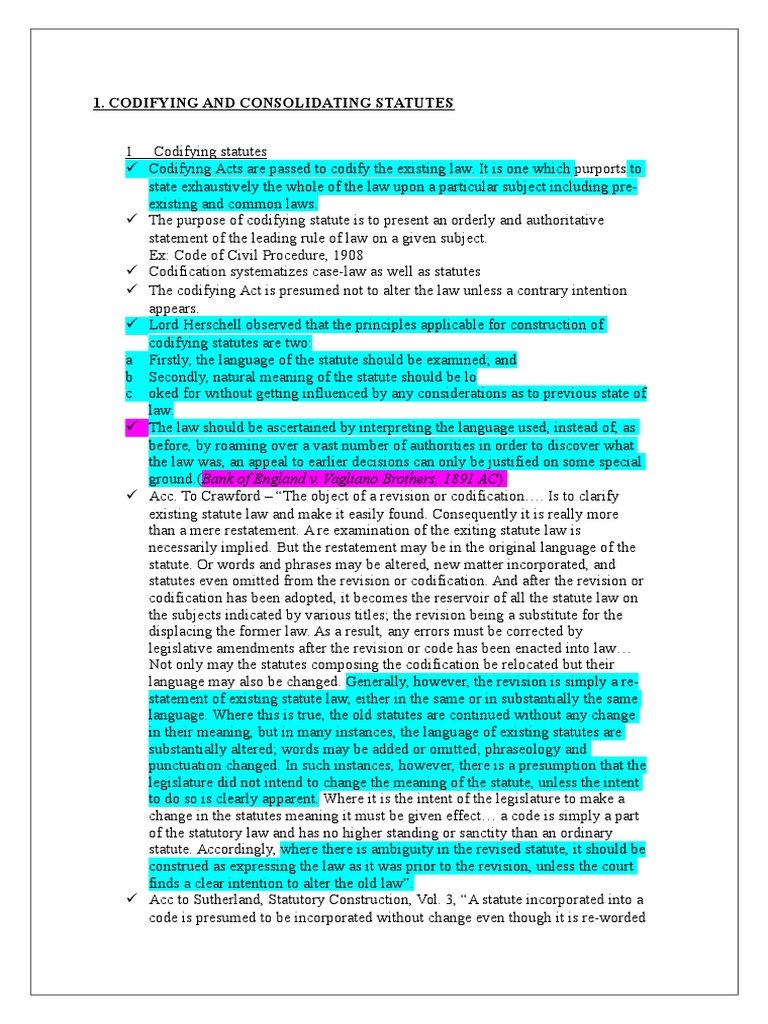 Notes For Interpretation of Statutes PDF Repeal Codification (Law)