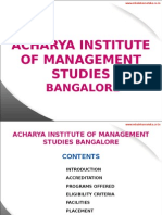 Acharya Institute of Management Studies Bangalore|MBA|PGDM