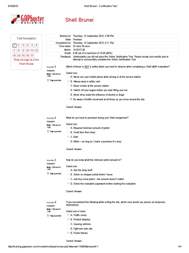 Shell Brunei - Certification Test | PDF | Filling Station | Business