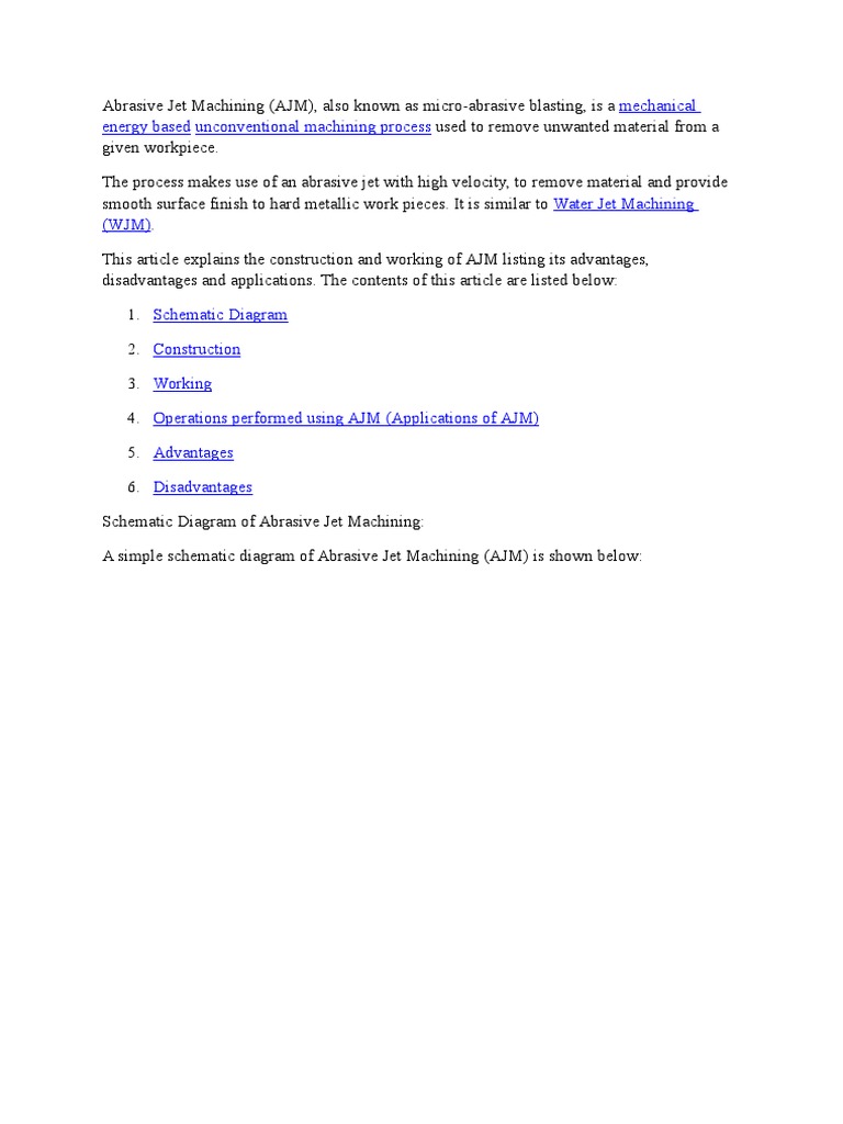 Mechanical Energy Based Unconventional Machining Process PDF