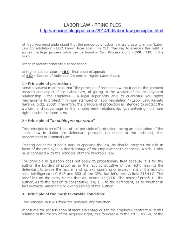 Key Principles of Labor Law in Brazil | PDF | Employment | Labour Law