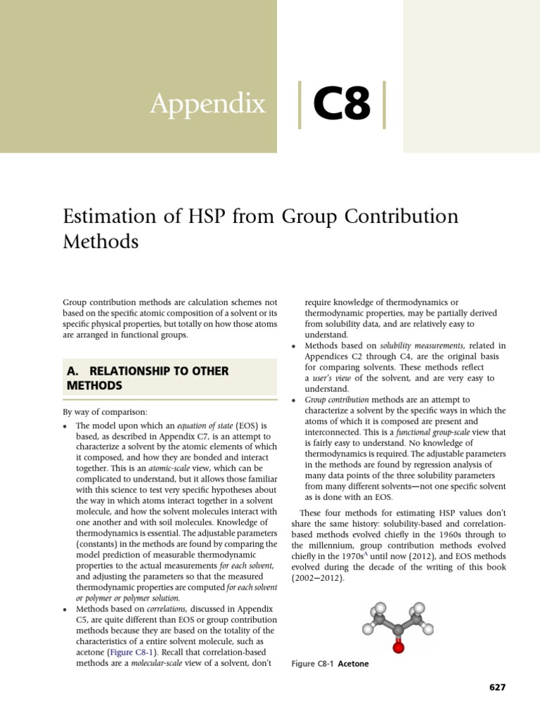 Appendix: Estimation of HSP From Group Contribution Methods | PDF ...
