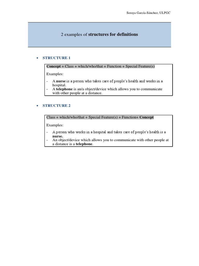 Definition Structure Examples | PDF