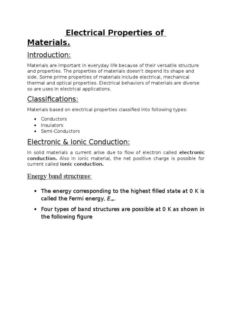 Electrical Properties of Materials PDF Electrical Resistivity And