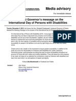 Lieutenant Governor's Message On The International Day of Persons With Disabilities