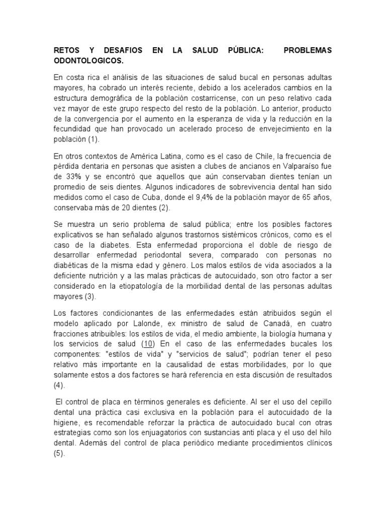 Retos de Salud Bucal en Costa Rica | PDF | Diente humano | Costa Rica