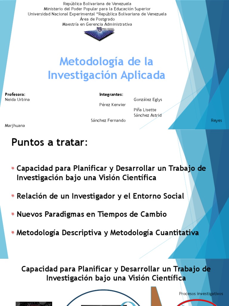 METODOLOGÍA DE LA INVESTIGACION APLICADA Metodología