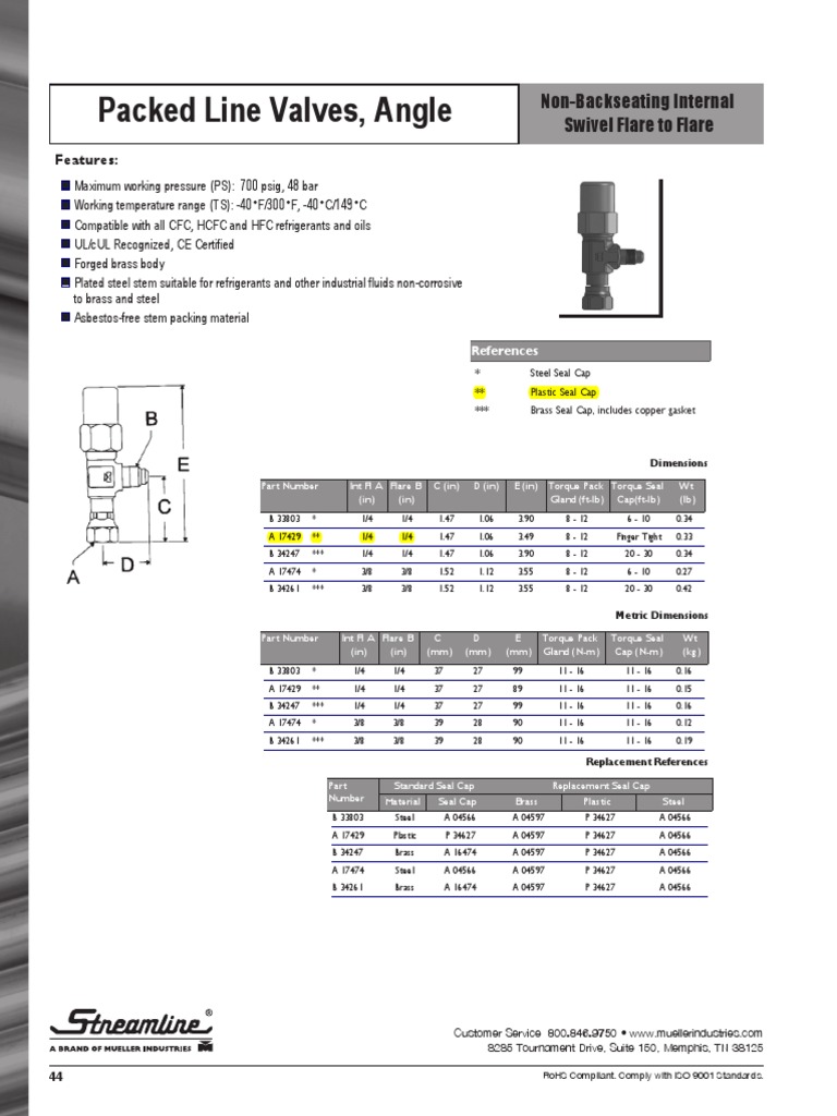 Angle Packed Line Valves Specifications | PDF | Home & Garden | Science ...