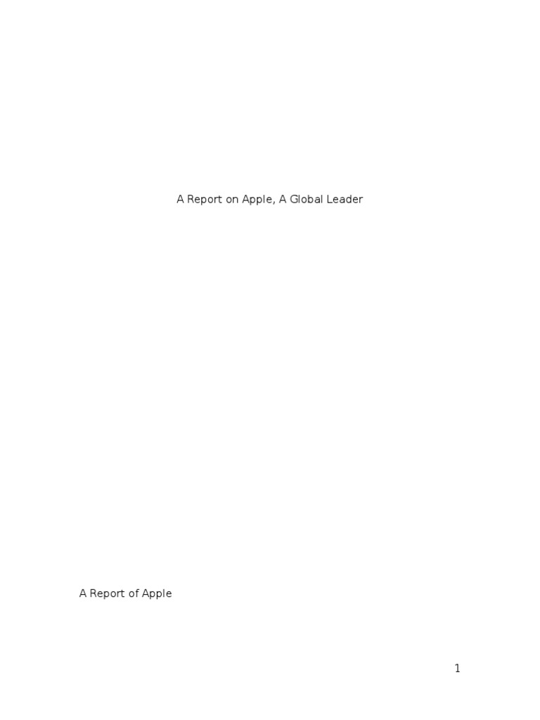 Apple: Global Tech Leader Report | PDF | Apple Inc. | I Pod