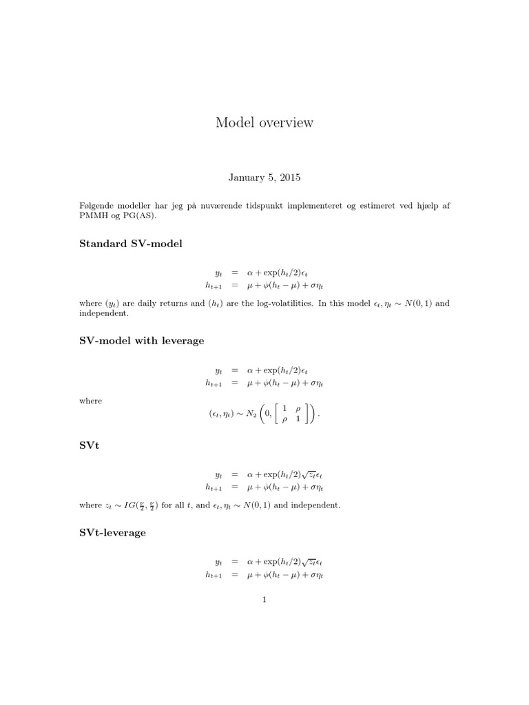 Stochastic Volatility Models Overview | PDF