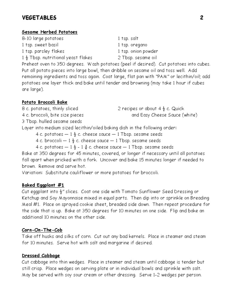 Delicious Vegetable Recipes Guide | PDF | Wellness