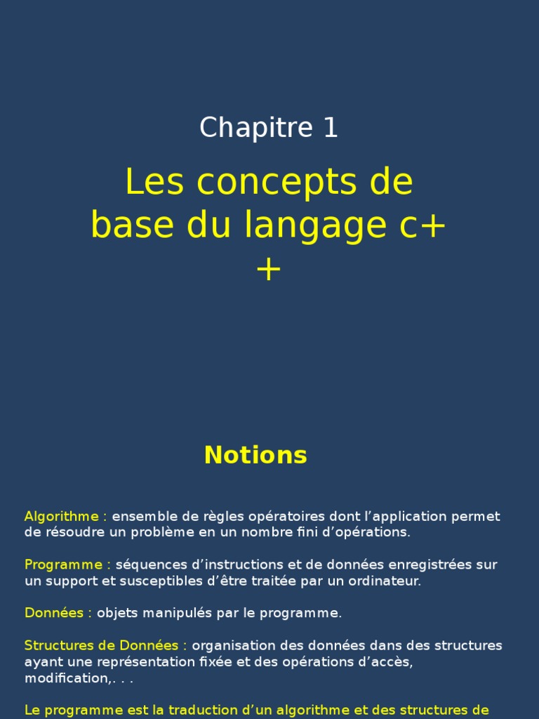 Bases du langage C++ : Concepts essentiels | PDF | Langage de ...