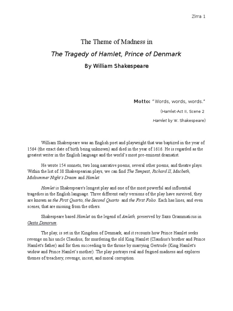 Madness in Hamlet: Real or Feigned? | PDF | Hamlet | William Shakespeare